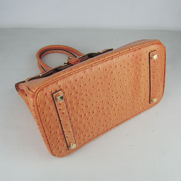 Replica Hermes Birkin 30CM Ostrich Veins Handbag Orange 6088 On Sale - Click Image to Close